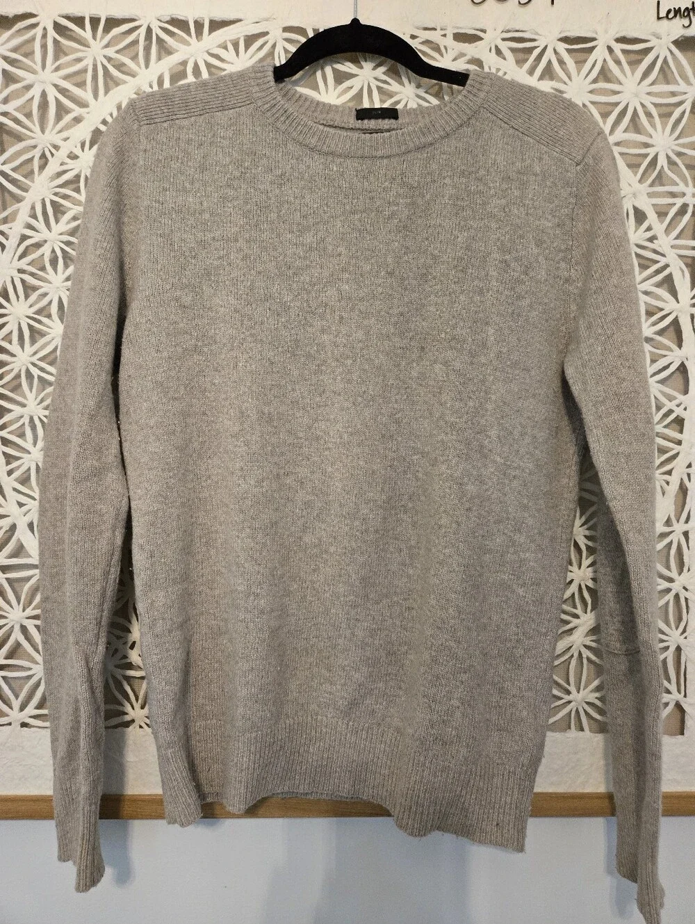 J. Crew Men’s Slim Gray Merino Wool Alpaca Blend Crew Neck Sweater Size Small